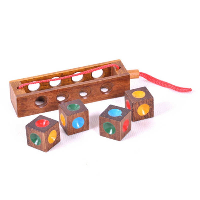 Instant Insanity Classic Wooden Puzzle – 4-Color Logic Brain Teaser