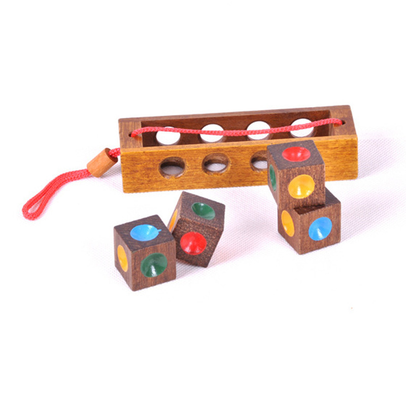 Instant Insanity Classic Wooden Puzzle – 4-Color Logic Brain Teaser