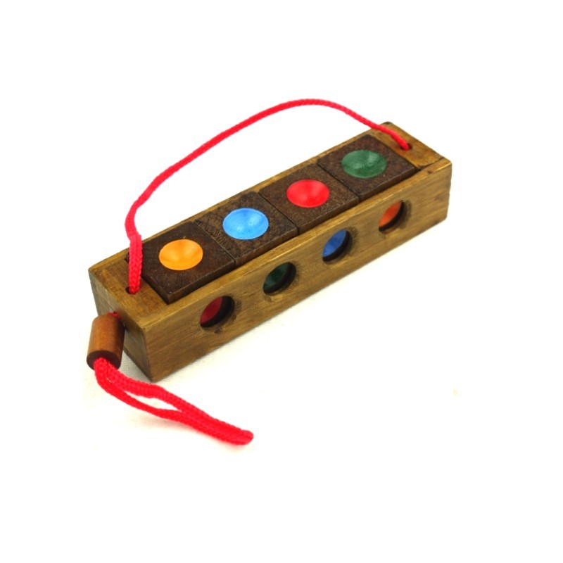 Instant Insanity Classic Wooden Puzzle – 4-Color Logic Brain Teaser