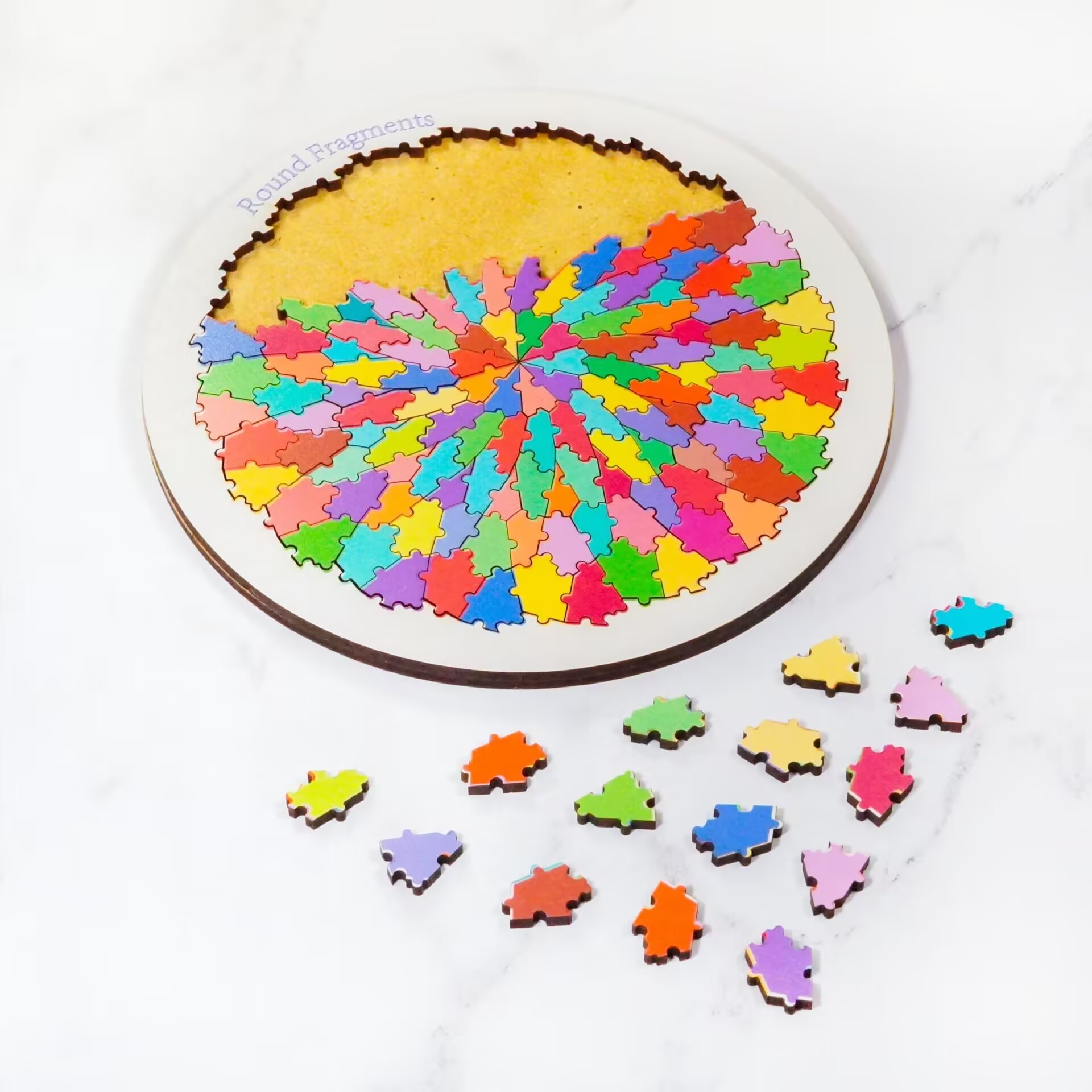 Multi-color Geometric IQ Wooden Round Brain Teaser Puzzle