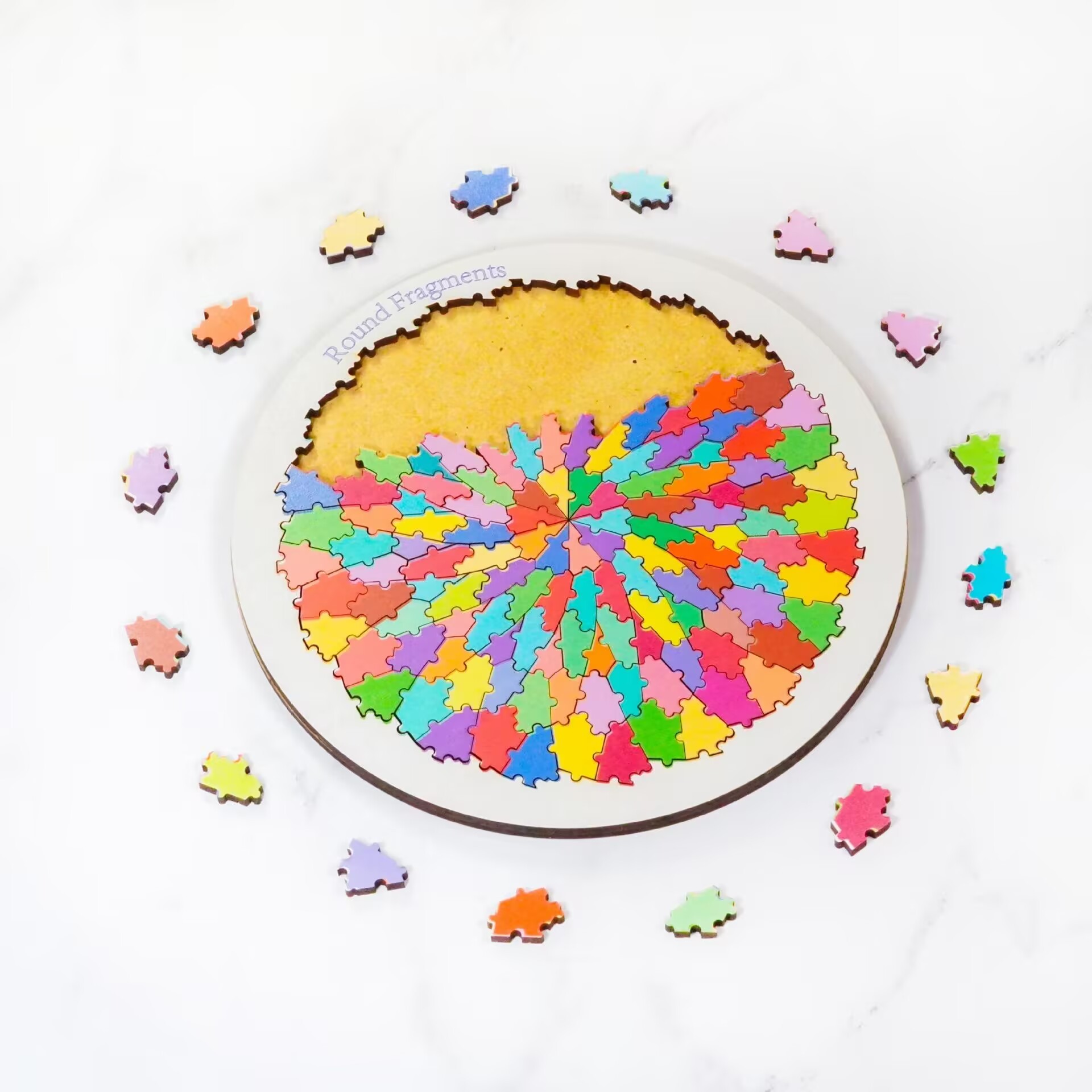 Multi-color Geometric IQ Wooden Round Brain Teaser Puzzle
