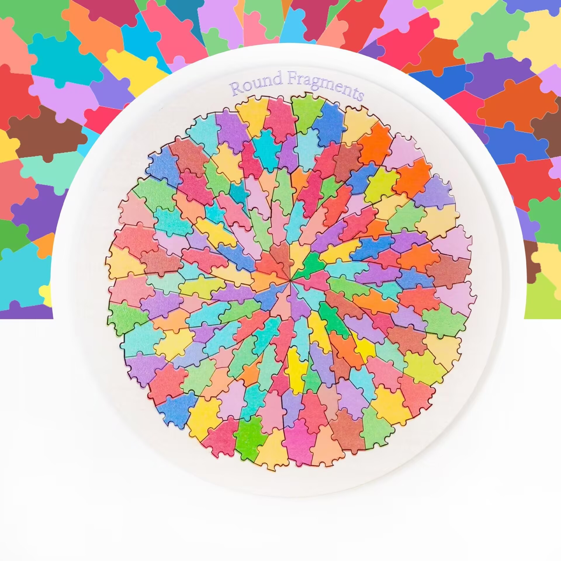 Multi-color Geometric IQ Wooden Round Brain Teaser Puzzle