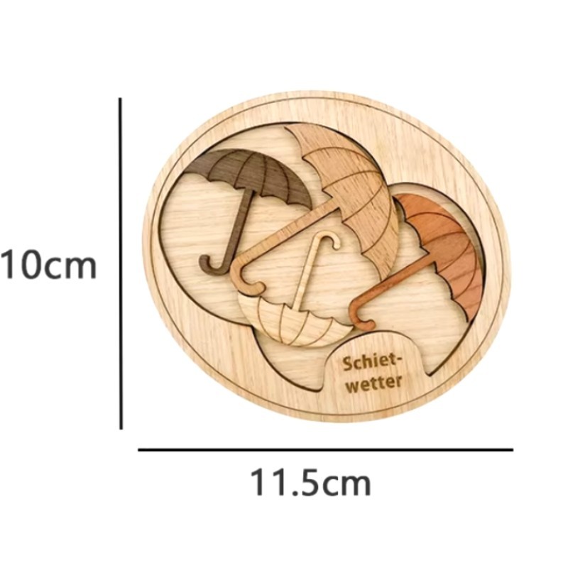 Schietwetter Wooden Brain Teaser | Fit 5 Umbrellas into the Frame – A Great IQ Puzzle