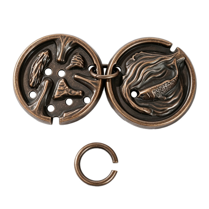 Metal Medal Puzzle – The Legend of the Ring & Salmon Brain Teaser