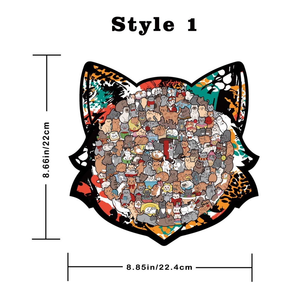 Wooden Cat Jigsaw Puzzle – Irregular Animal-Shaped Puzzle, Stress Relief & Brain Teaser for Adults and Kid