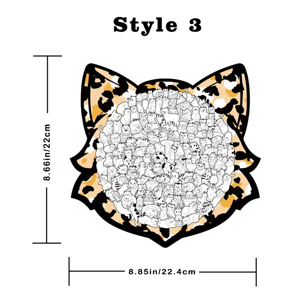 Wooden Cat Jigsaw Puzzle – Irregular Animal-Shaped Puzzle, Stress Relief & Brain Teaser for Adults and Kid