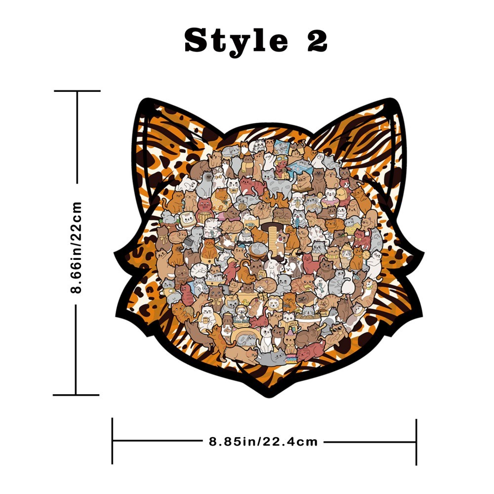 Wooden Cat Jigsaw Puzzle – Irregular Animal-Shaped Puzzle, Stress Relief & Brain Teaser for Adults and Kid