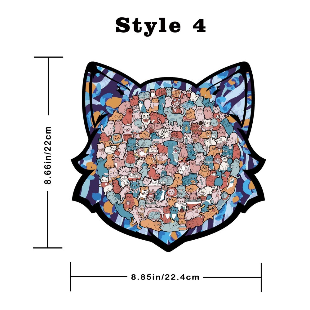 Wooden Cat Jigsaw Puzzle – Irregular Animal-Shaped Puzzle, Stress Relief & Brain Teaser for Adults and Kid