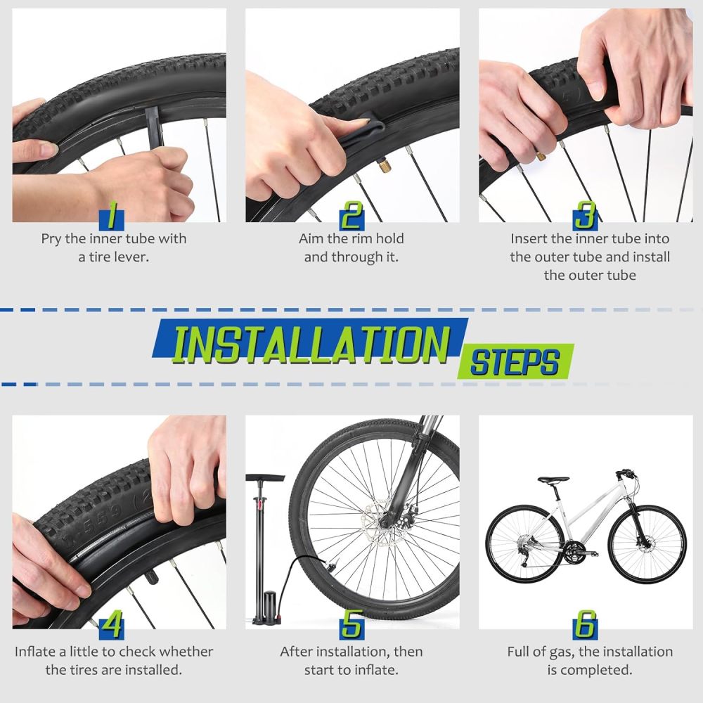 4 Pack 16"/ 20"/ 24"/ 26" x1.75/1.95/2.10/2.125 Bike Tubes with 2 Tire Levers, Bicycle Inner Tube Schrader Valve, Bike Inner Tube for Road/MTB/Kids Bike by Hydencamm (4 of One Size)