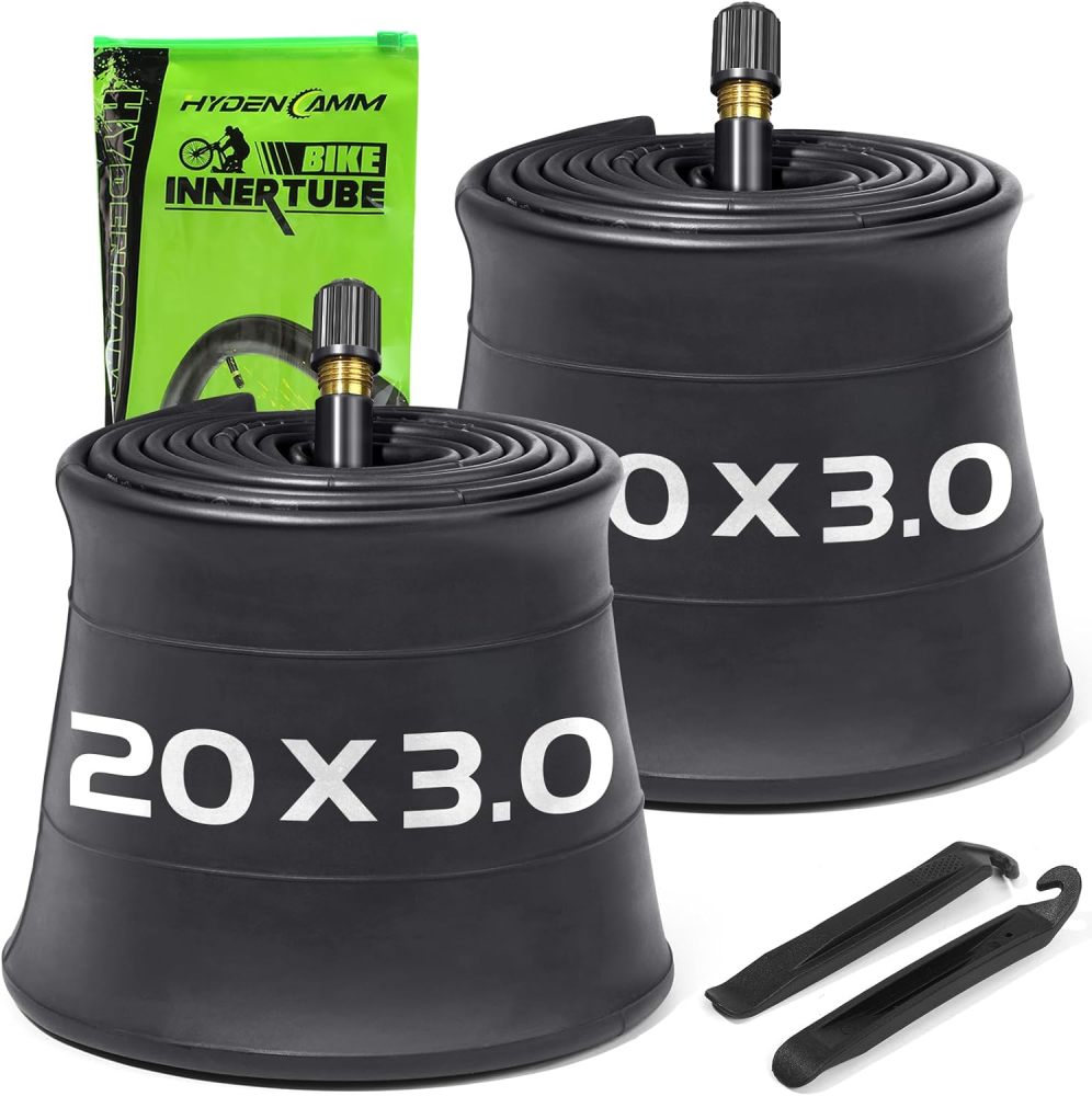2 Pack 20/26x3 Fat Tire Bike Inner Tubes, 20/26 X 3.0/3.50 AV Schrader Valve with 2 Tire Levers, Inner Tube Compatible with 20/26X3.0 20/26 X 3.5 for Road/Mountain/E Bike by Hydencamm (2 of One Size)