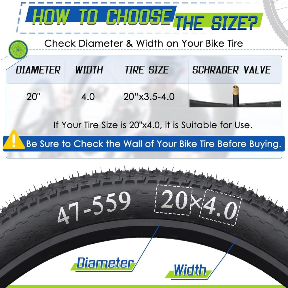 1/2/4 Pack 20x4 26x4.0 Fat Bike Tube with AV 32mm Valve, Premium Butyl Rubber Fat Tire Bike Tubes with Tire Levers, 20, 26x3.5-4.5 Bike Tube for Road/MTB/E Bike by Hydencamm