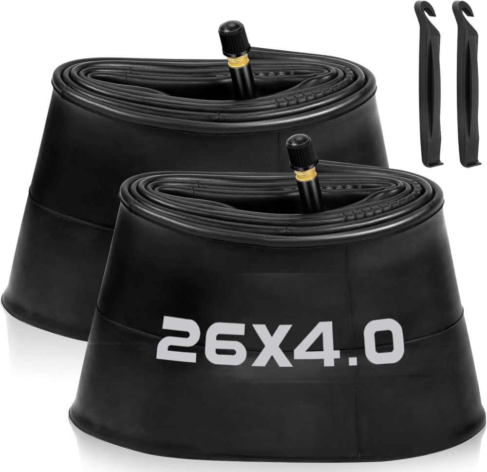 1/2/4 Pack 20x4 26x4.0 Fat Bike Tube with AV 32mm Valve, Premium Butyl Rubber Fat Tire Bike Tubes with Tire Levers, 20, 26x3.5-4.5 Bike Tube for Road/MTB/E Bike by Hydencamm