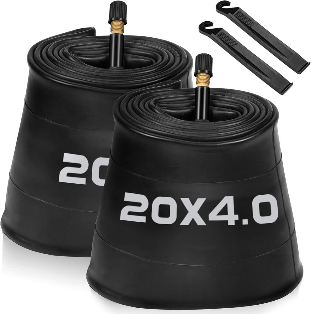 1/2/4 Pack 20x4 26x4.0 Fat Bike Tube with AV 32mm Valve, Premium Butyl Rubber Fat Tire Bike Tubes with Tire Levers, 20, 26x3.5-4.5 Bike Tube for Road/MTB/E Bike by Hydencamm