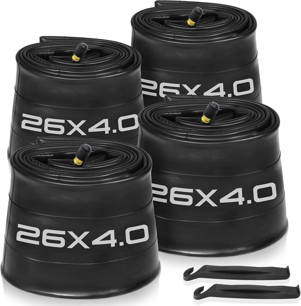 1/2/4 Pack 20x4 26x4.0 Fat Bike Tube with AV 32mm Valve, Premium Butyl Rubber Fat Tire Bike Tubes with Tire Levers, 20, 26x3.5-4.5 Bike Tube for Road/MTB/E Bike by Hydencamm