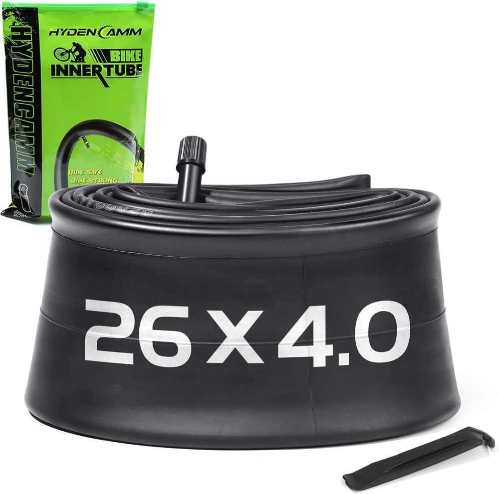 1/2/4 Pack 20x4 26x4.0 Fat Bike Tube with AV 32mm Valve, Premium Butyl Rubber Fat Tire Bike Tubes with Tire Levers, 20, 26x3.5-4.5 Bike Tube for Road/MTB/E Bike by Hydencamm
