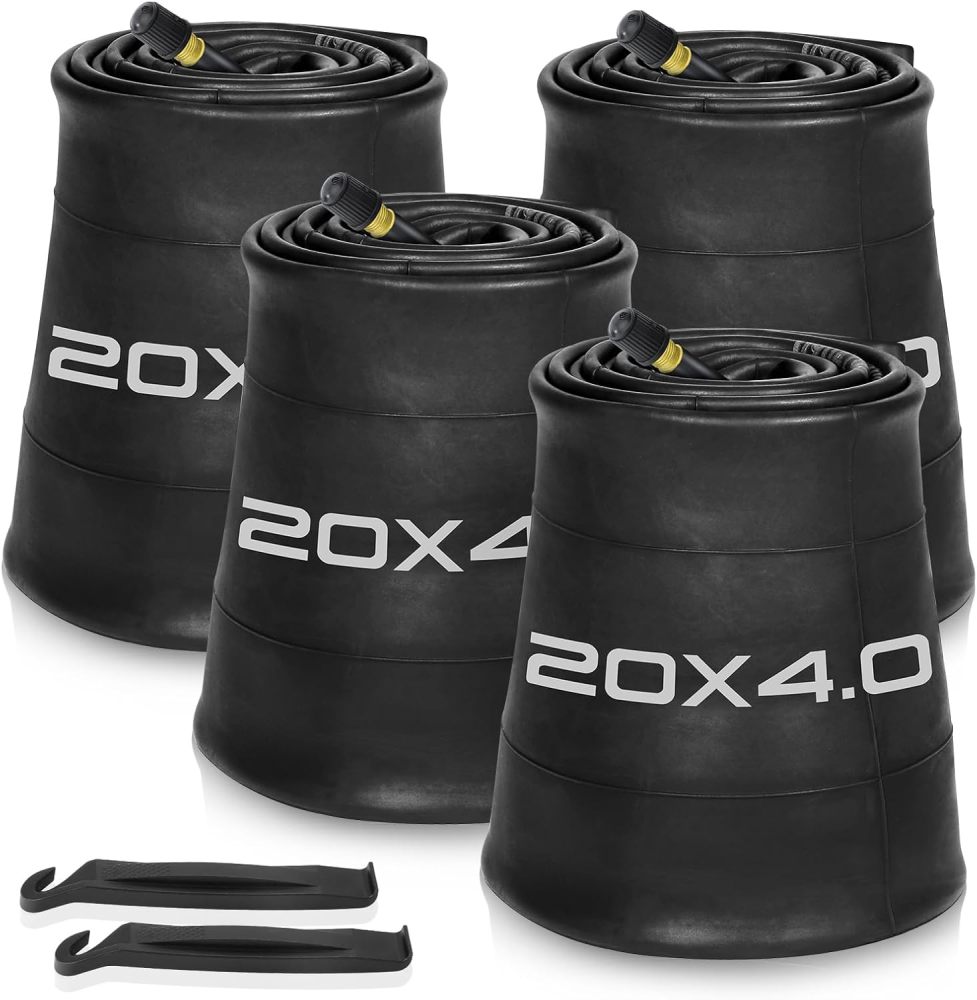1/2/4 Pack 20x4 26x4.0 Fat Bike Tube with AV 32mm Valve, Premium Butyl Rubber Fat Tire Bike Tubes with Tire Levers, 20, 26x3.5-4.5 Bike Tube for Road/MTB/E Bike by Hydencamm