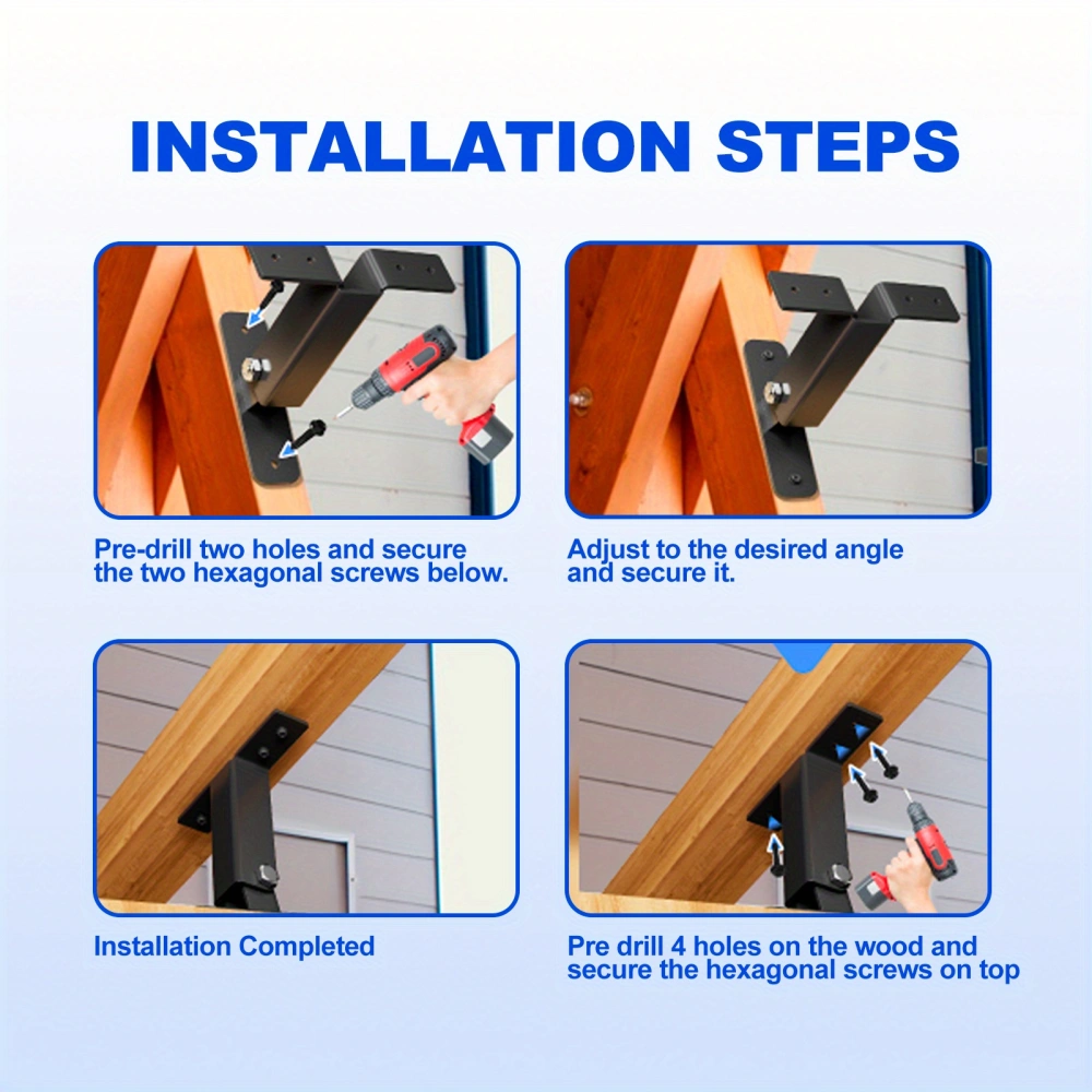 Trollers Riser Balcony Heavy Duty Roof Riser Brackets Kit - Adjustable Angle Pergola Brackets ...