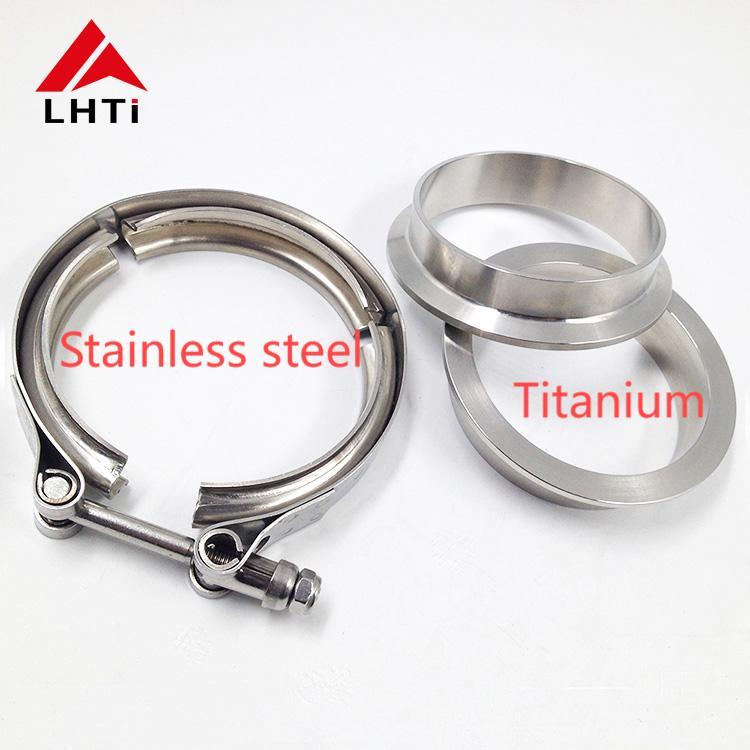 Titanium Customizable 2~5inch Standard Type Spring Clamp Titanium V-Band Flange with Quick Release Clamp V-type Flange Kit for Cars Downpipe