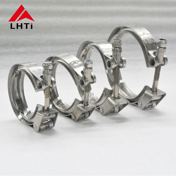 Titanium Customizable 2~5inch Standard Type Spring Clamp Titanium V-Band Flange with Quick Release Clamp V-type Flange Kit for Cars Downpipe