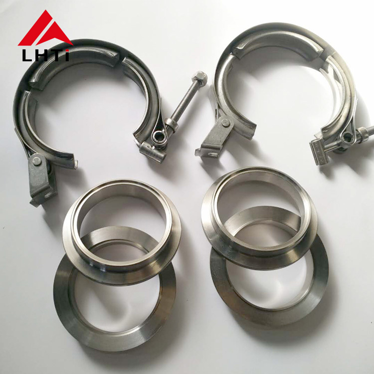 Titanium Customizable 2~5inch Standard Type Spring Clamp Titanium V-Band Flange with Quick Release Clamp V-type Flange Kit for Cars Downpipe