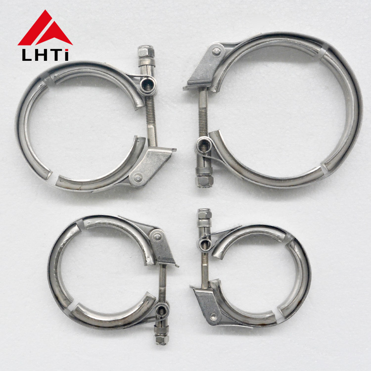 Titanium Customizable 2~5inch Standard Type Spring Clamp Titanium V-Band Flange with Quick Release Clamp V-type Flange Kit for Cars Downpipe