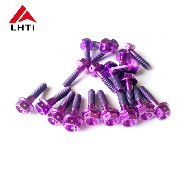 Gr5 Flange head titanium drilled bolts with six holes for yamaha honda motorcycle