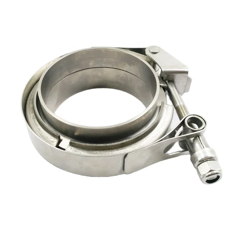Titanium Gr1 Gr2 2inch  3inch 4inch  5inch V Band Clamp With Male And Female Flanges for Titanium Vehicle Exhaust Systems