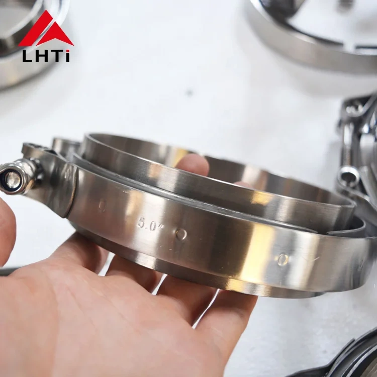Titanium Gr1 Gr2 2inch  3inch 4inch  5inch V Band Clamp With Male And Female Flanges for Titanium Vehicle Exhaust Systems