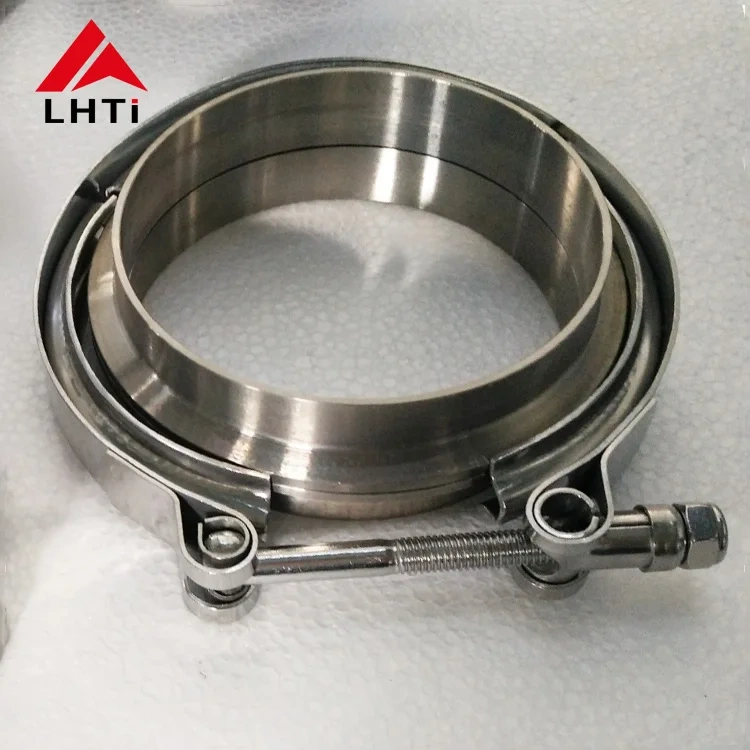 High quality 2.5inch 3inch 3.5 inch 4 inch gr2 titanium v band clamp set with flange for exhaust system