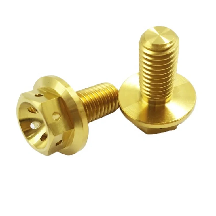 Factory price M6 m8 m10 Hex Flange Bolt Custom GR5 Titanium DIN6921 heng gold titanium racing bolts for motorcycle