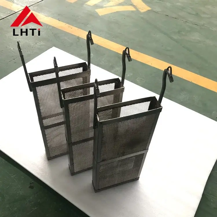 titanium basket mesh to hook with PP anode bags for Electroplating