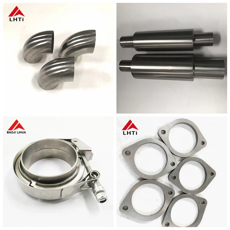 Titanium Muffler Exhaust With Perforated Pipe And Stuffing Steel Wool For Racing Car