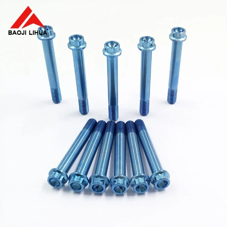 M7 TI GR5 Titanium Bolt 12 Point Flanged Head Split Rim Bolt & nut For 3 Piece Wheels