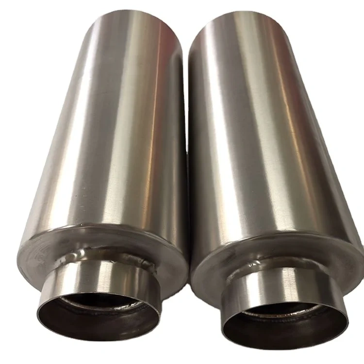 Titanium Muffler Exhaust With Perforated Pipe And Stuffing Steel Wool For Racing Car