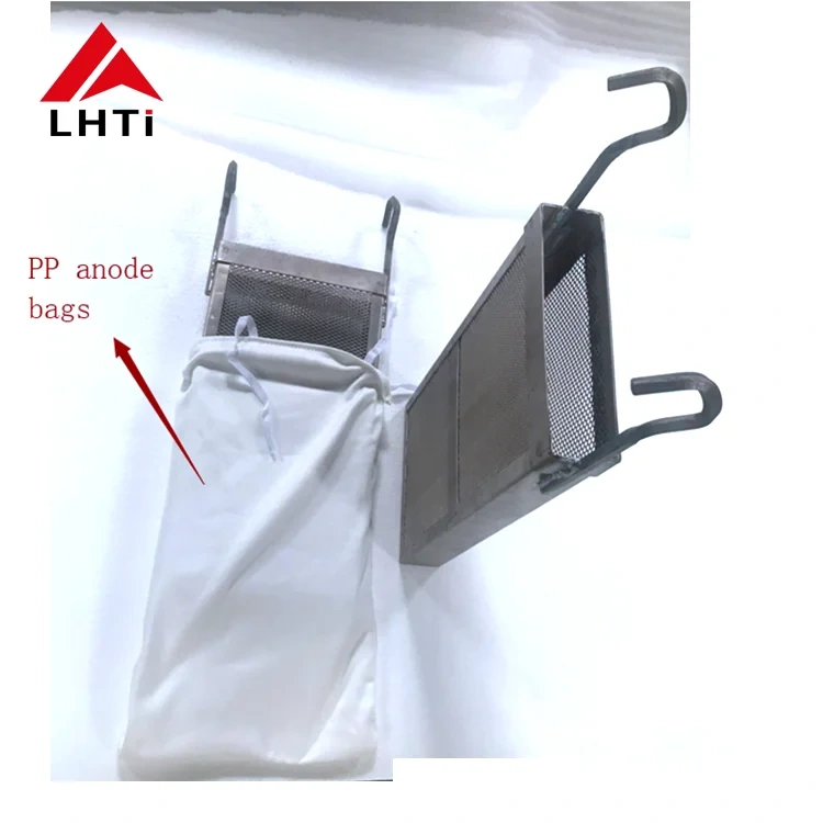 titanium basket mesh to hook with PP anode bags for Electroplating