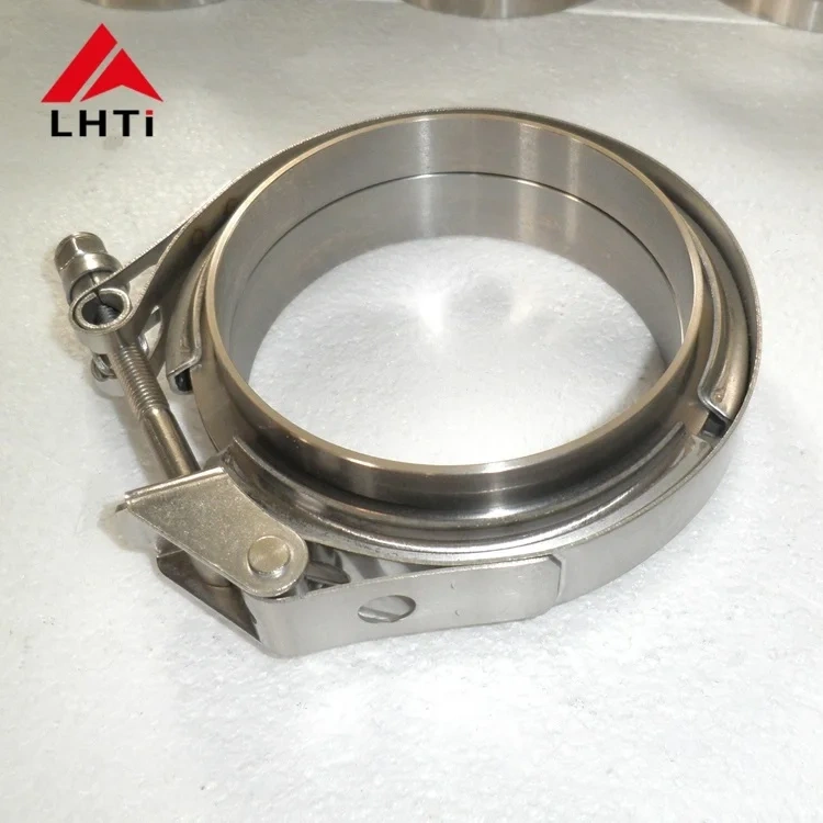 High quality 2.5inch 3inch 3.5 inch 4 inch gr2 titanium v band clamp set with flange for exhaust system