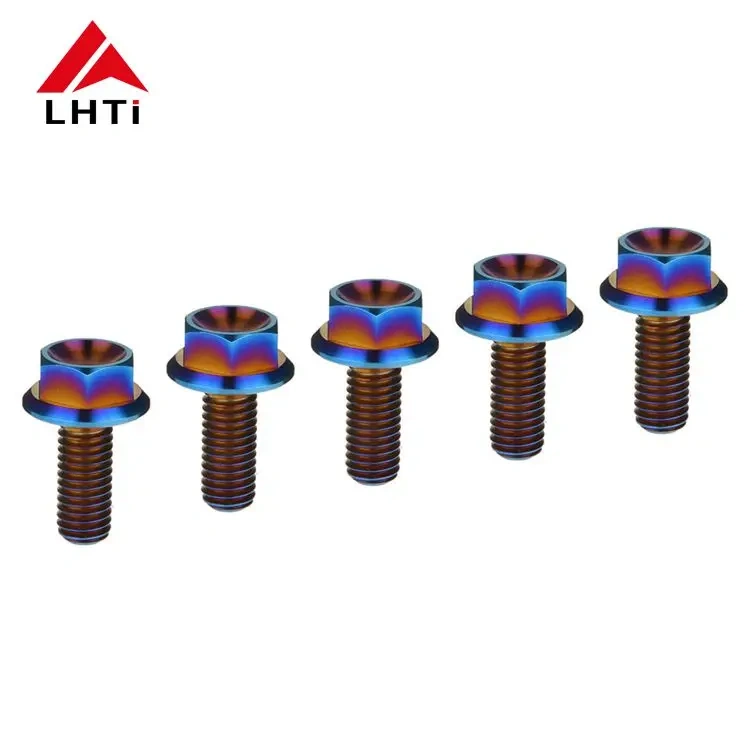 Flange Bolt Dimple Head Rainbow Colors Bolts for Motorcycle M8 Titanium 10-15days Machining,cnc CN;SHA LHTI Din6921,iso 7380