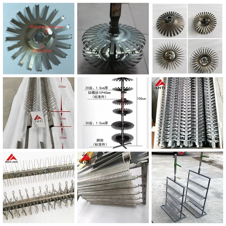 Baoji titanium Gr2 titanium racks jigs discs with clamps for anodizing
