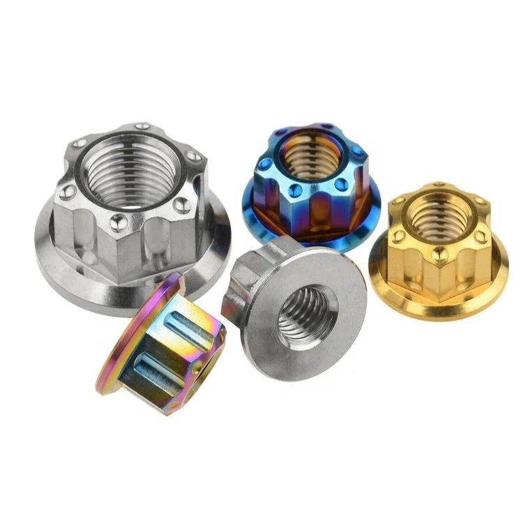 Gr5 titanium flange nut titanium rear wheel axle spindle nut for motorcycle