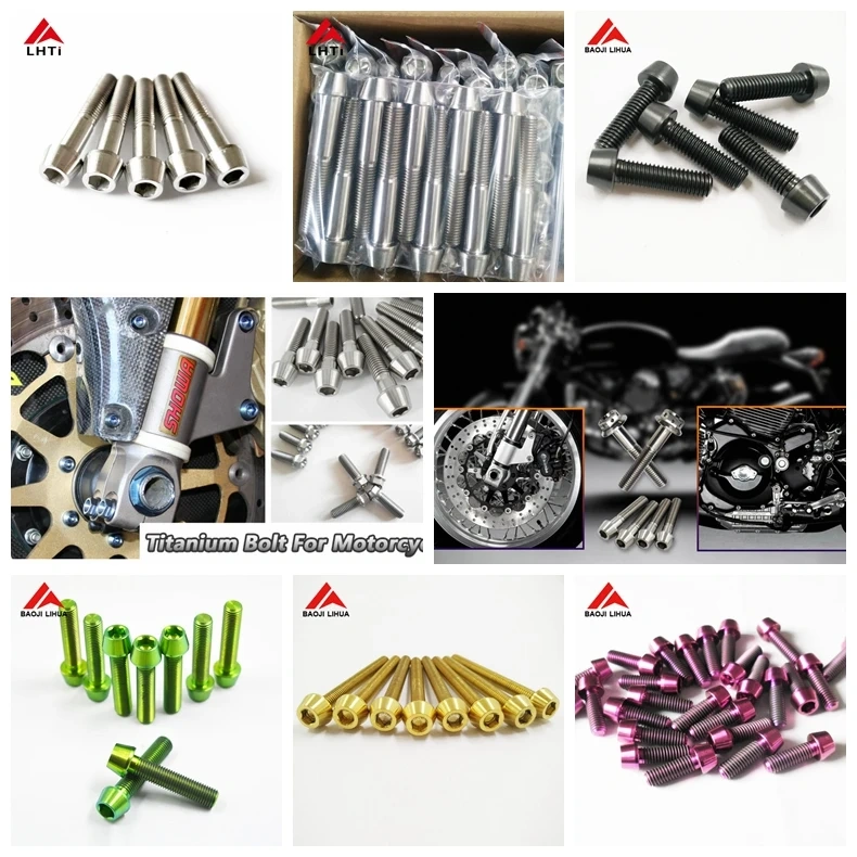 High-end motorcycle bolts gr2 Gr5 titanium taper screws DIN912tap