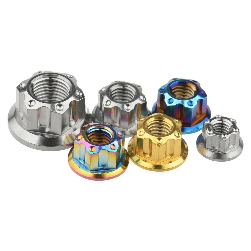 Gr5 titanium flange nut titanium rear wheel axle spindle nut for motorcycle