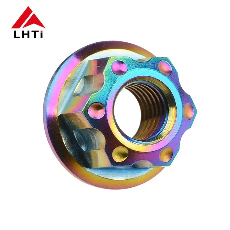 Gr5 titanium flange nut titanium rear wheel axle spindle nut for motorcycle