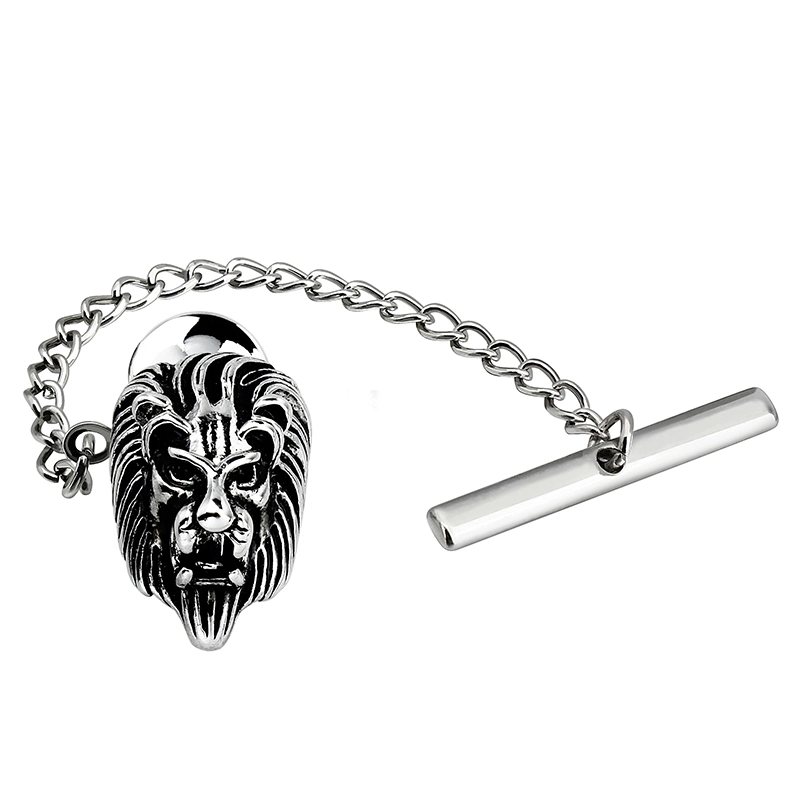 Men's Tie Tack Lion Head Animal Pattern Men Necktie Accessory- HAWSON