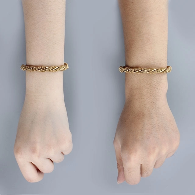 High end copper plated rhodium gold rope bracelet for women