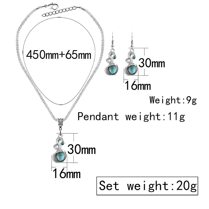 Turquoise earring and necklace set for women
