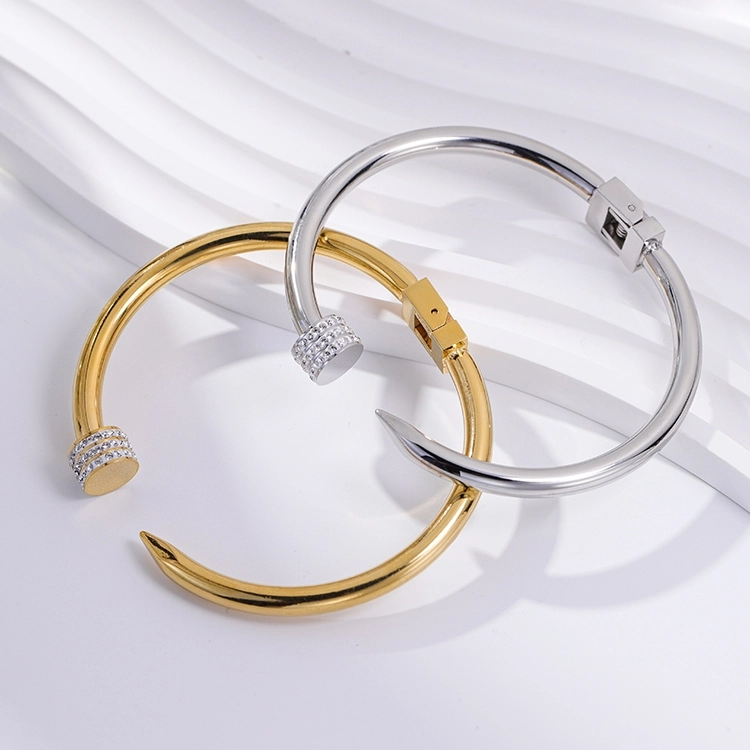 Stainless Steel Fashion Jewelry Creative Gold Plated Cuff Nail Bracelets for Men Or Women