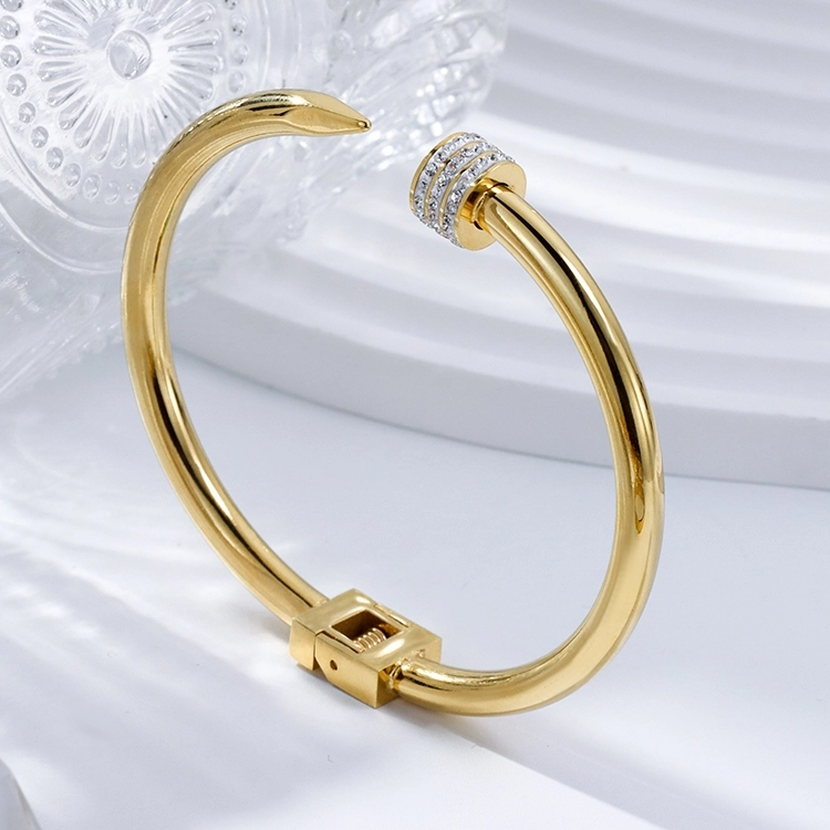 Stainless Steel Fashion Jewelry Creative Gold Plated Cuff Nail Bracelets for Men Or Women