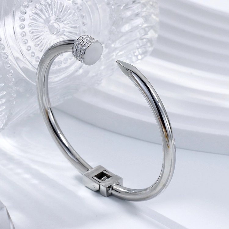 Stainless Steel Fashion Jewelry Creative Gold Plated Cuff Nail Bracelets for Men Or Women
