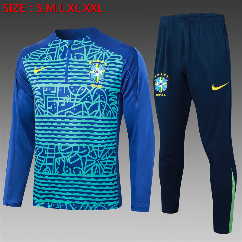 【Adult Training Wear 】B855 # 2425 Half Pull Brazil  Blue Inkjet