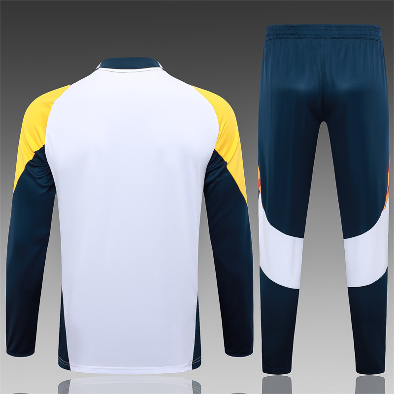 【Adult Training Wear 】B824 # 2425 Half Pull Real Madrid White (Yellow Sleeves)